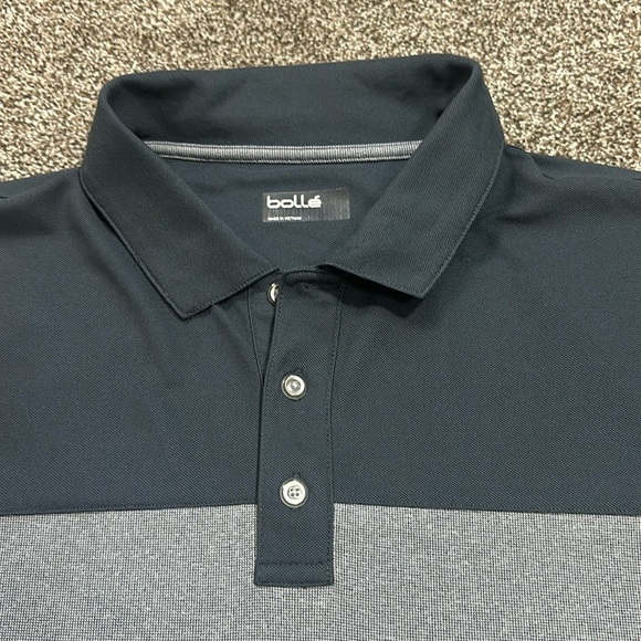 Bolle large men’s polo collared shirt two tone colorblock performance gold shirt - Picture 2 of 5